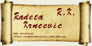 Radeta Krnčević vizit kartica
